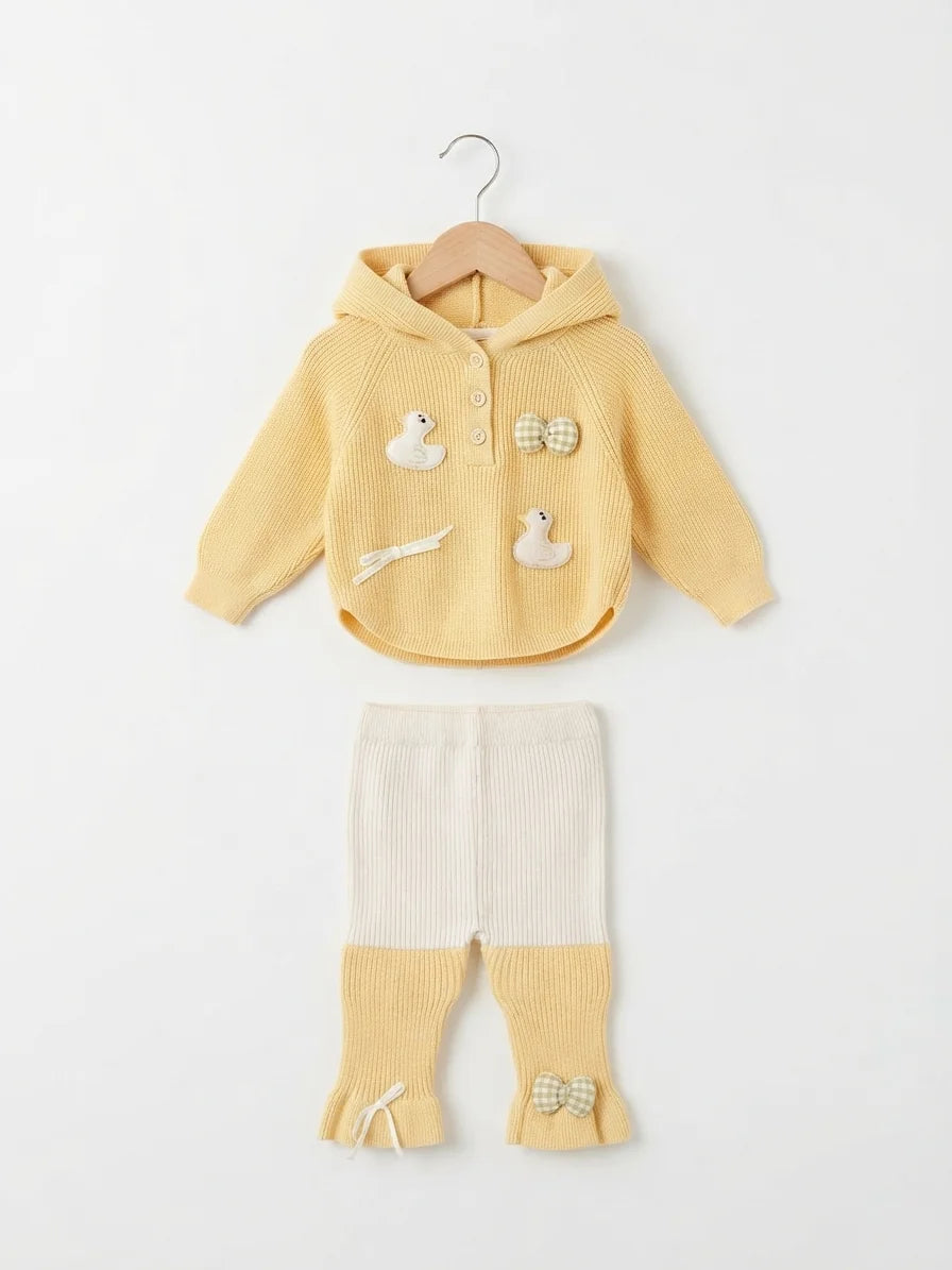 Cute Yellow Hooded Woolen Pajama Shirt