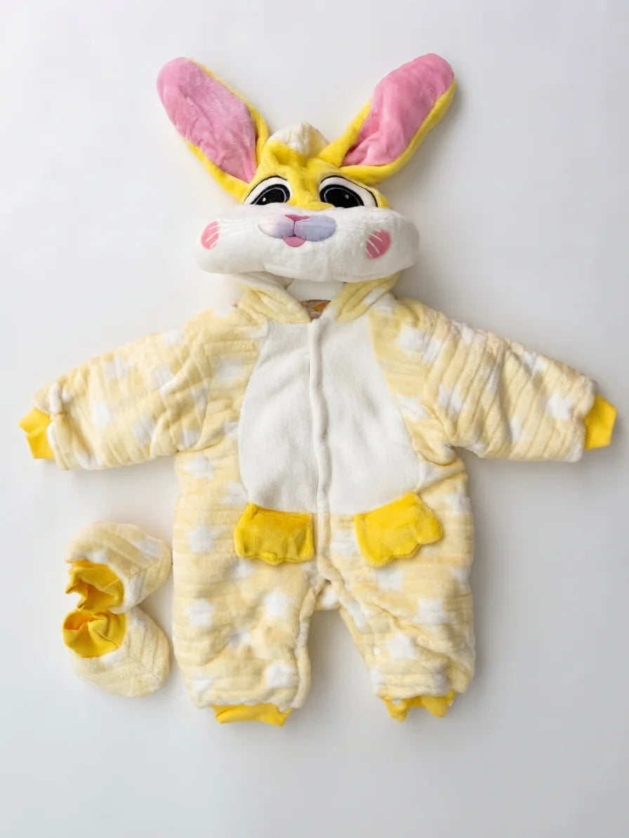 Yellow Starry Bunny Baby Romper