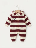 Red Striped Hooded Woolen Romper