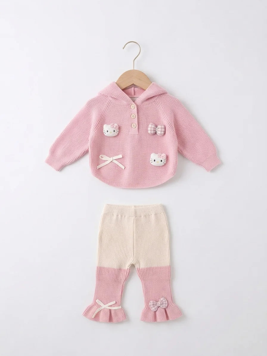 Cute Pink Hooded Woolen Pajama Shirt