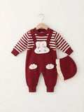 Charming Red Bunny Woolen Romper & Hat Set