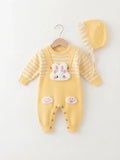 Charming Yellow Bunny Woolen Romper & Hat Set