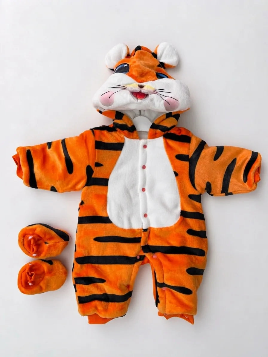 Orange Tiger Baby Romper