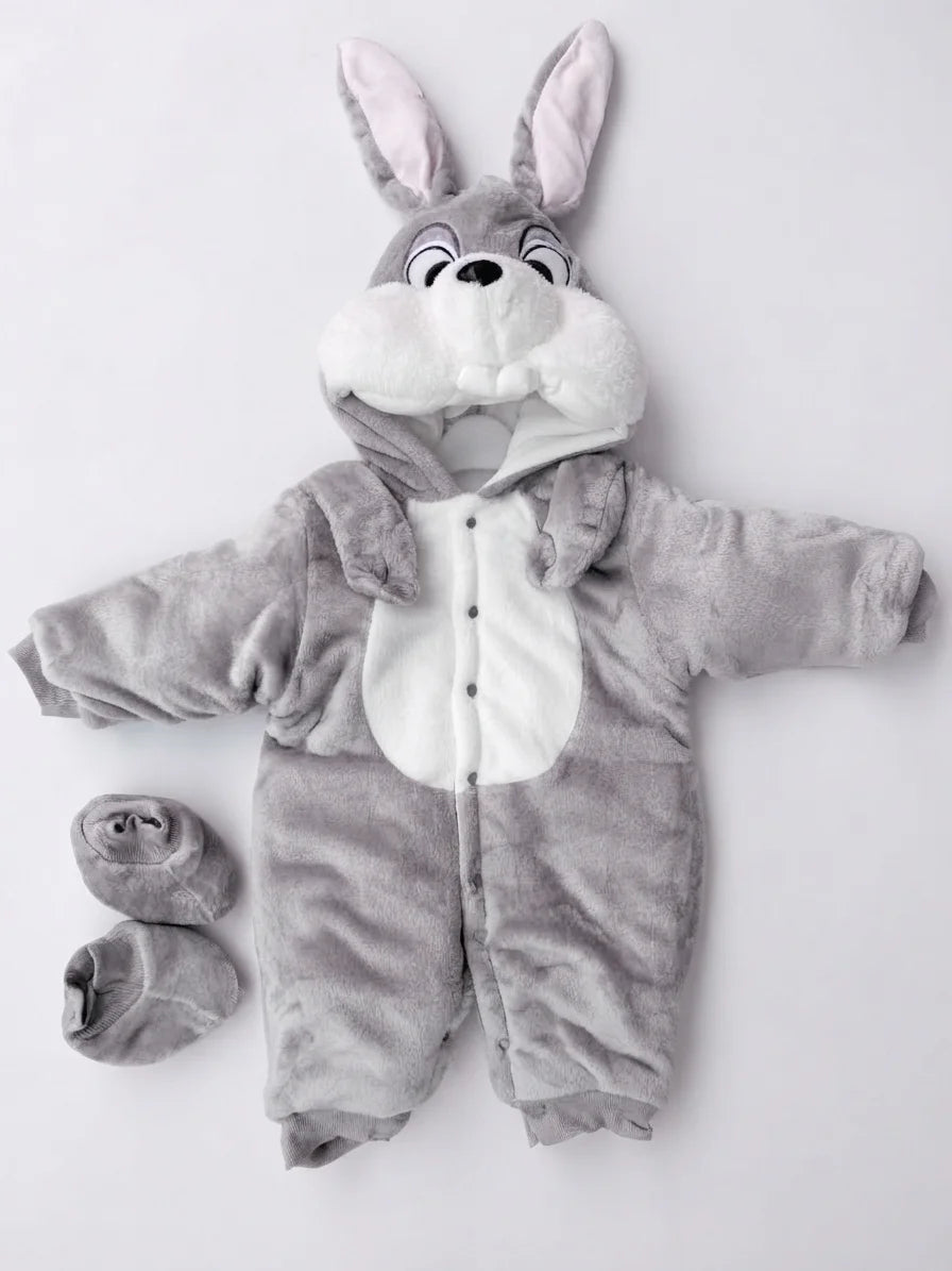 Grey Bunny Baby Romper