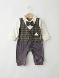 Blue Check Formal Winter Romper