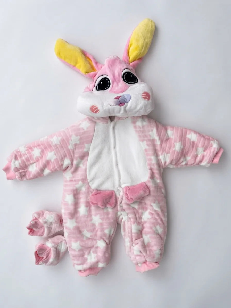Pink Starry Bunny Baby Romper