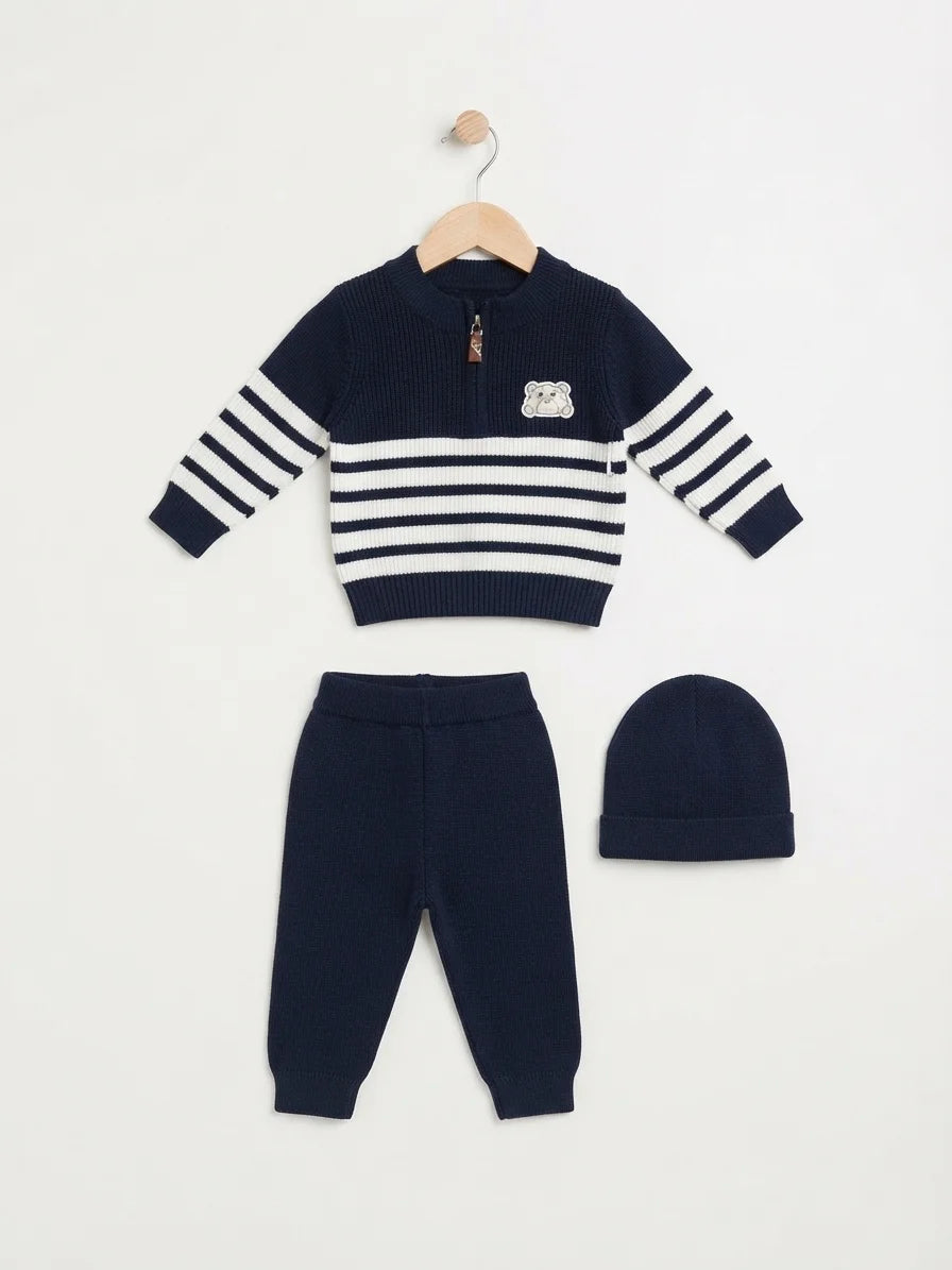 Navy Striped Woolen Pajama Shirt
